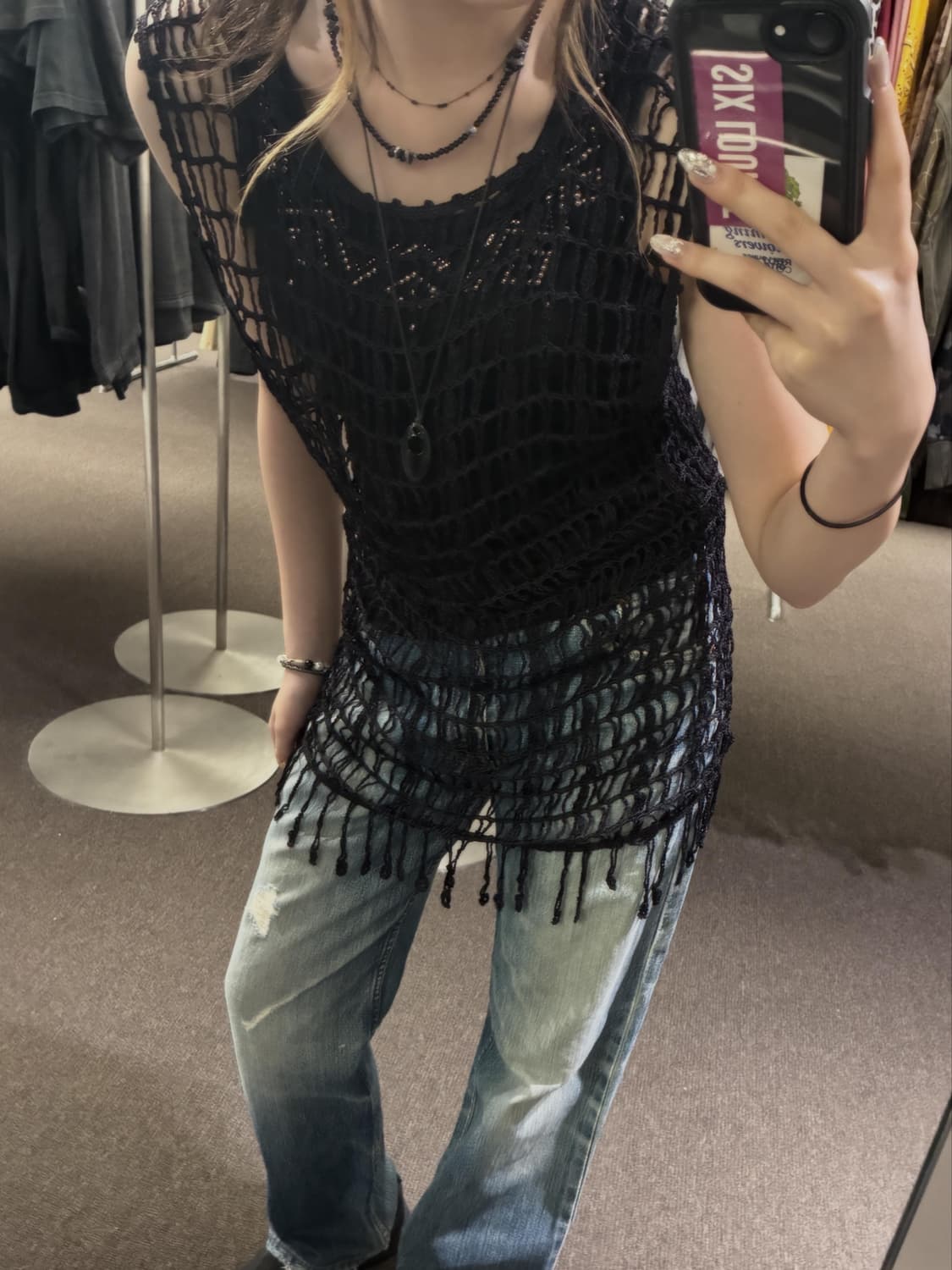 Black Mesh Grunge 🕷️♟️ 상품이미지4