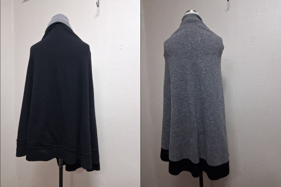 일본구제 BELLE CHIENNE100%순모 울 블랙 그레이 양면 순모울 상품이미지3