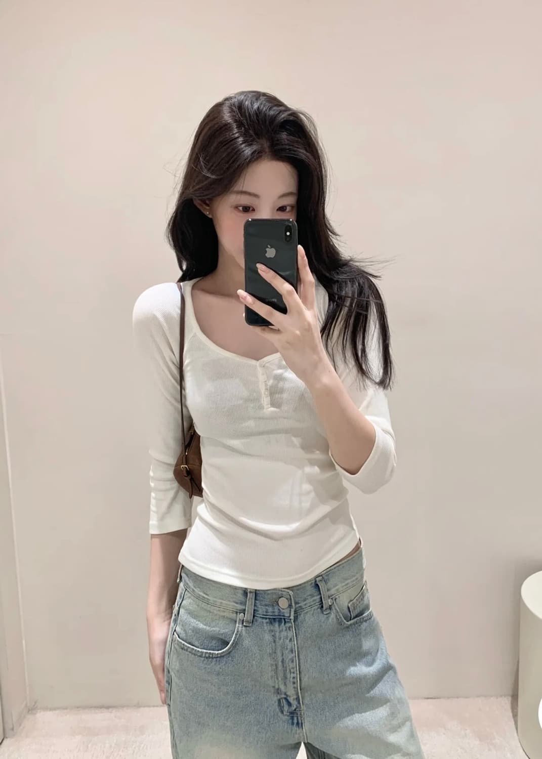 제니오 벨라7부 버튼티 상품이미지1