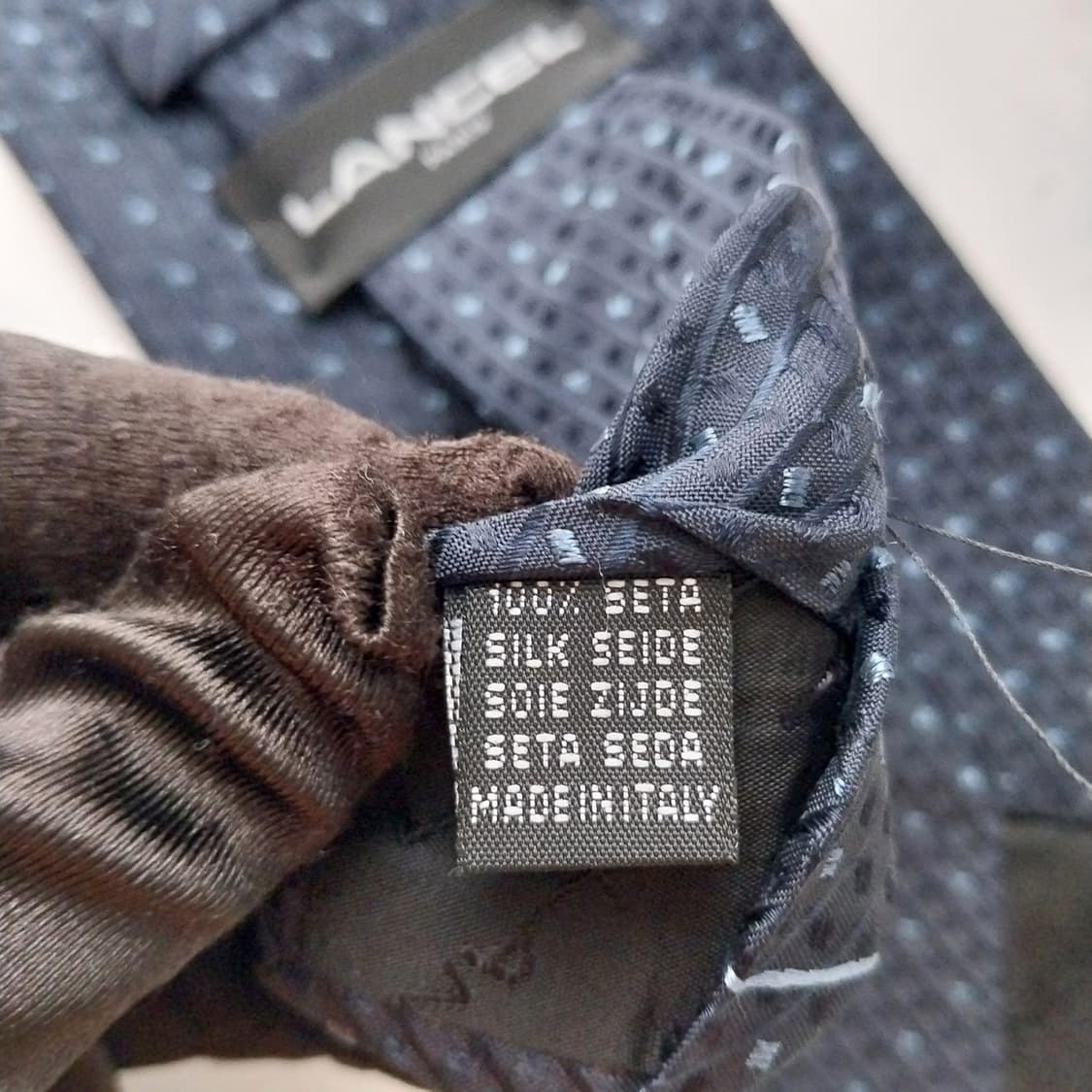 란셀 실크 네이비 마이크로 패턴 넥타이 9.4cm A+등급 K1677 상품이미지10