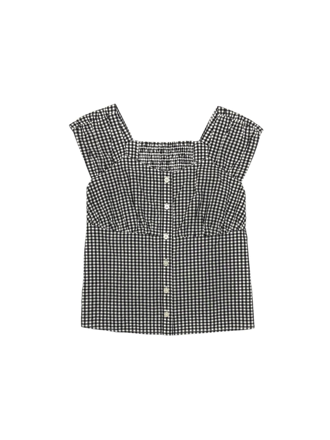 Beams Gingham Check Sleeve Blouse 상품이미지3