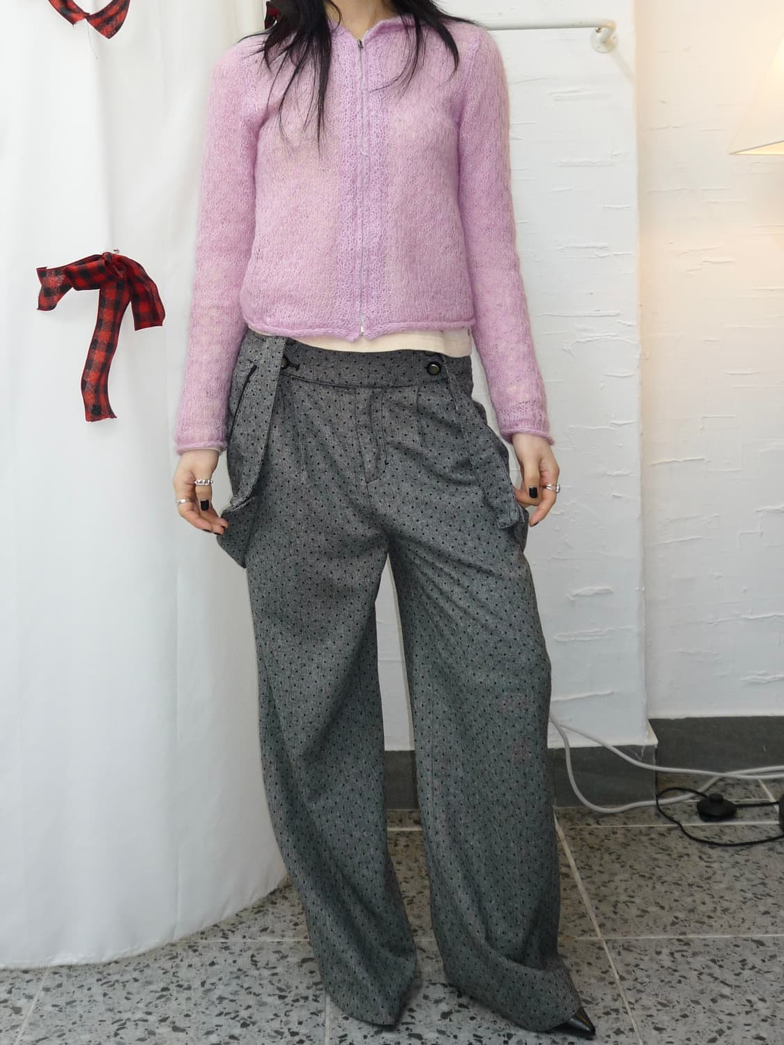 Pink hoodie zip-up cardigan 상품이미지2