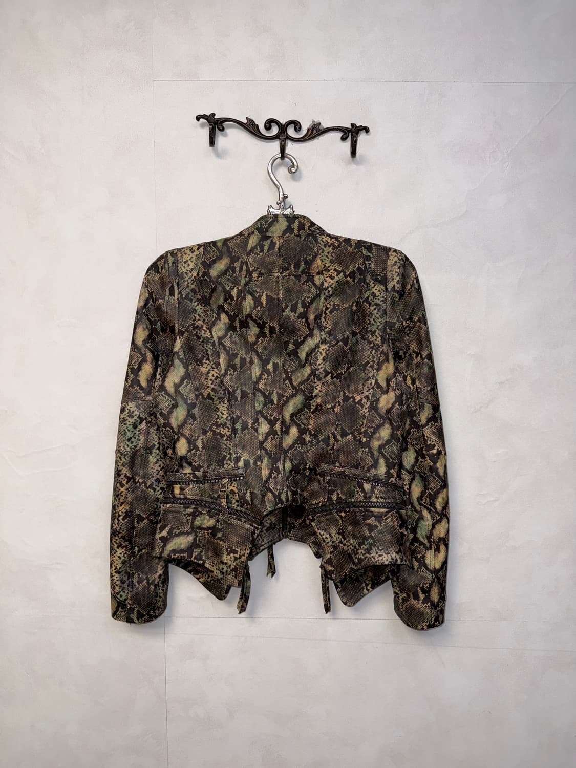 DOHO khaki brown goat skin python jacket 상품이미지7