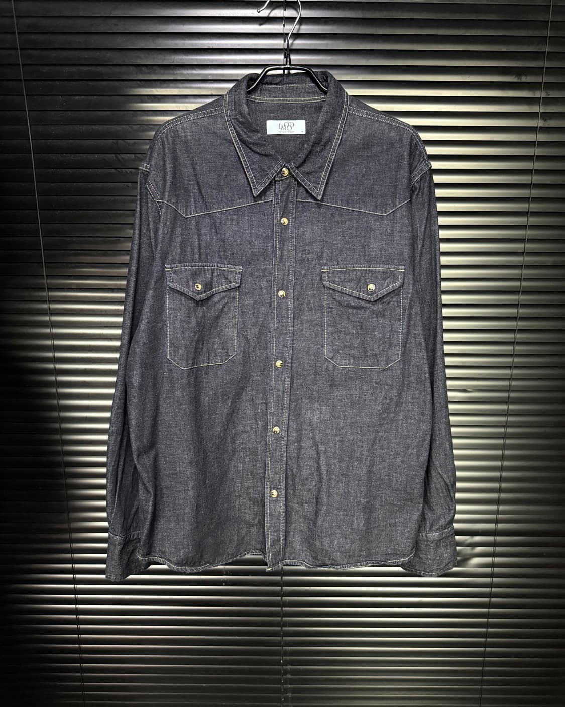 엘무드 진청 생지 데님 인디고 배드가이 웨스턴 셔츠 남방 자개 오버핏  상품이미지1