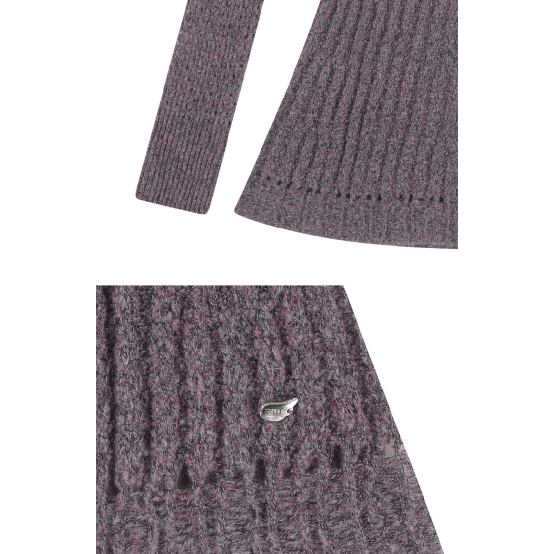 코이세이오 소프트 벨 니트 원피스 퍼플 그레이 드레스 상품이미지9