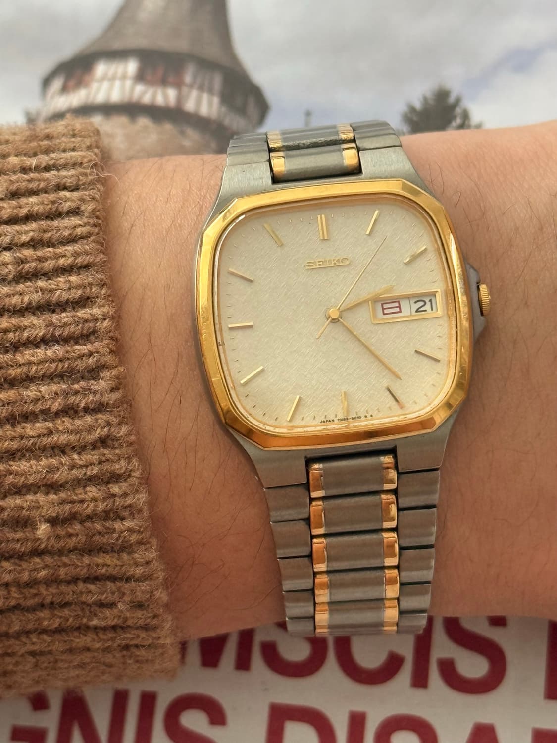 Seiko 세이코 쿼츠 티타늄 콤비 리넨 다이얼 Day-Date 1999 상품이미지9