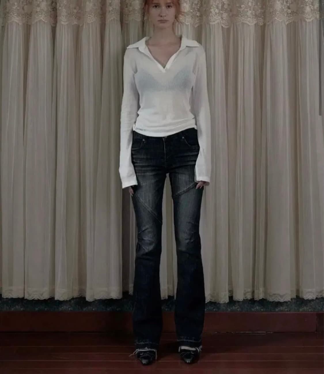 Bohemian seoul curved line bootcut jeans 상품이미지1