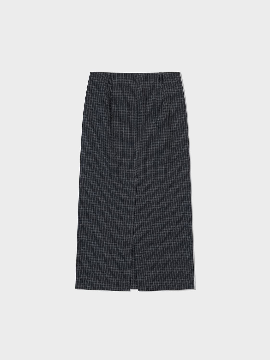로우클래식 SLIT CHECKED LONG SKIRT_BLACK 상품이미지4