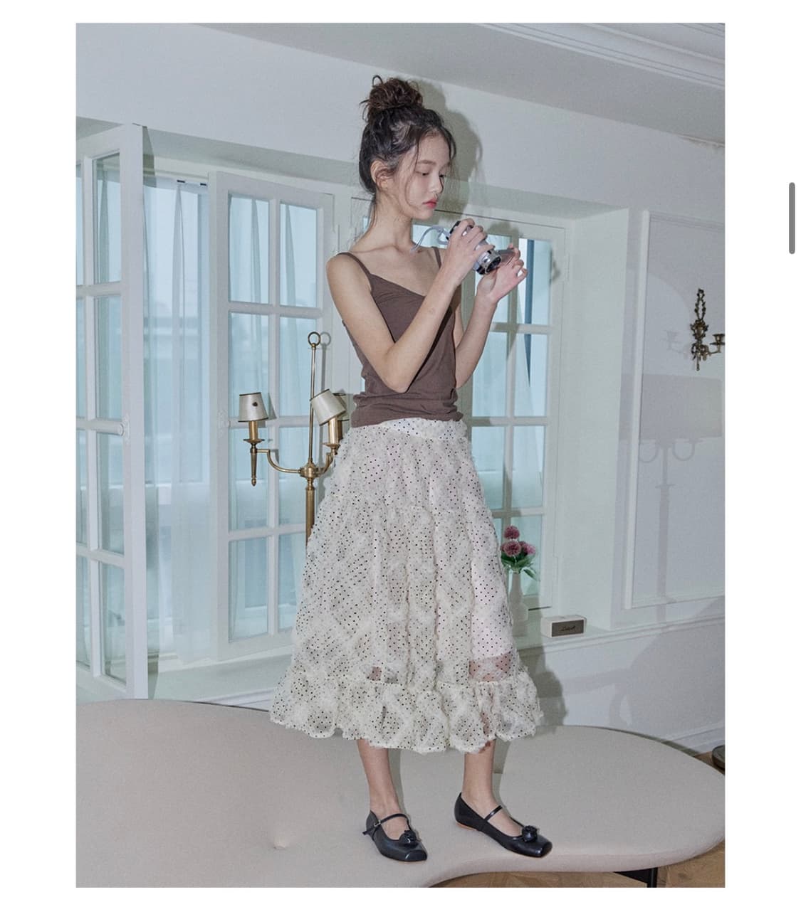 호쿠스포쿠스 Polka dot frill skirt/Champagne 상품이미지3