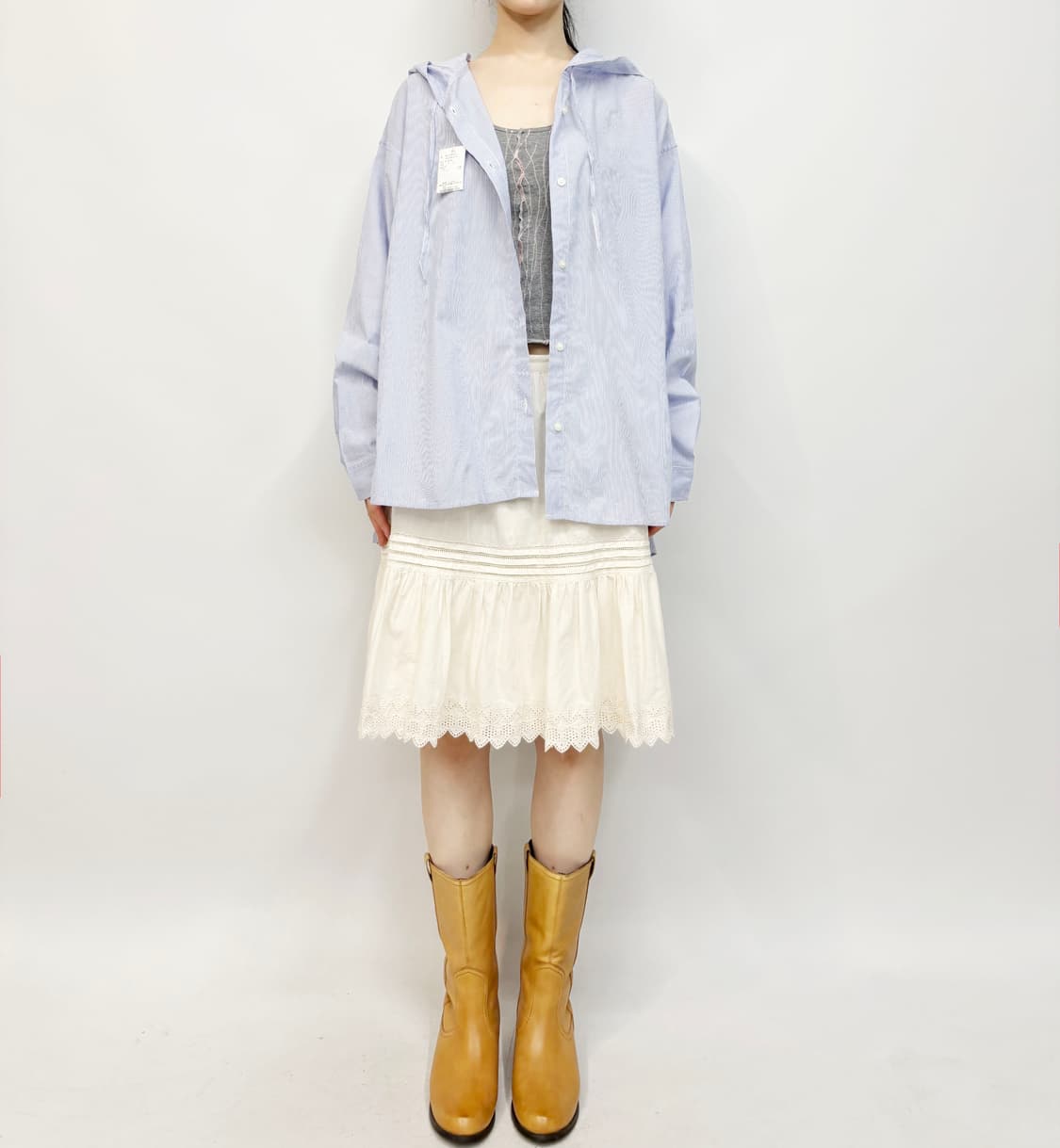 아메리칸 홀릭 스트라이프 후드 셔츠 상품이미지1