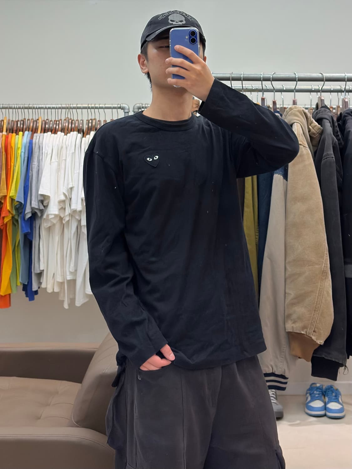 꼼데가르송 블랙 하트 롱슬리브 티셔츠 상품이미지7