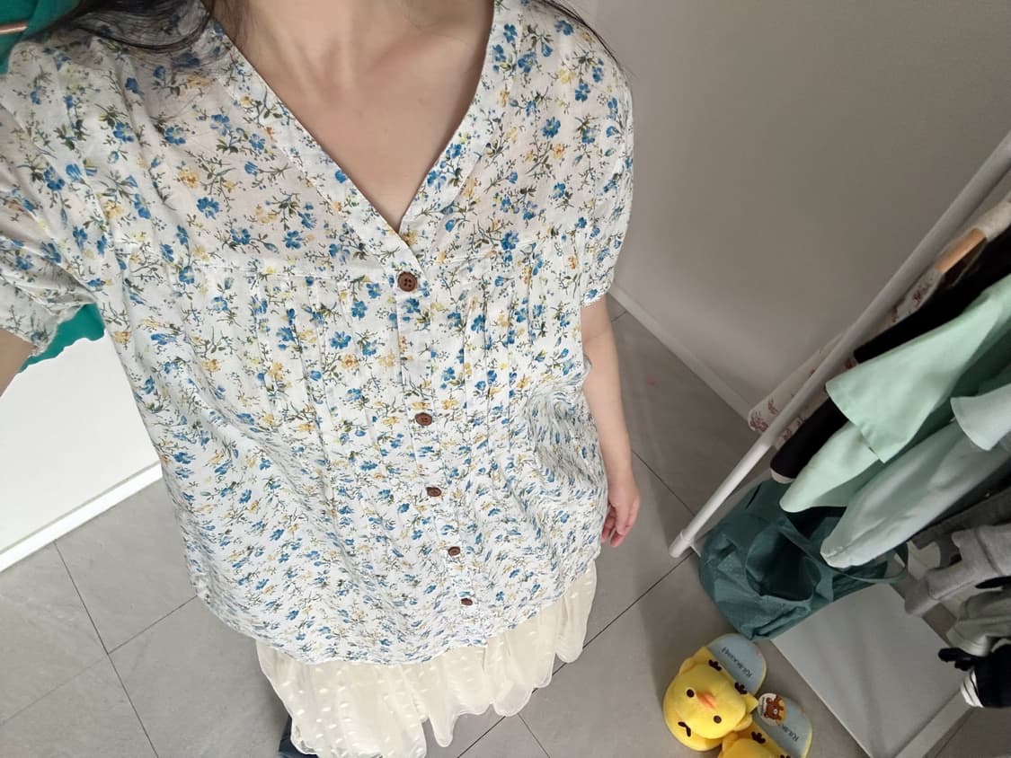 블루 플라워 블라우스 상품이미지4