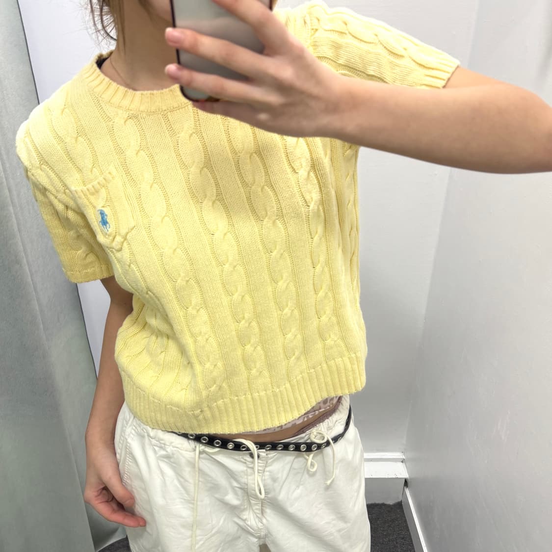 폴로 옐로우 꽈베기 반팔 니트 상품이미지2