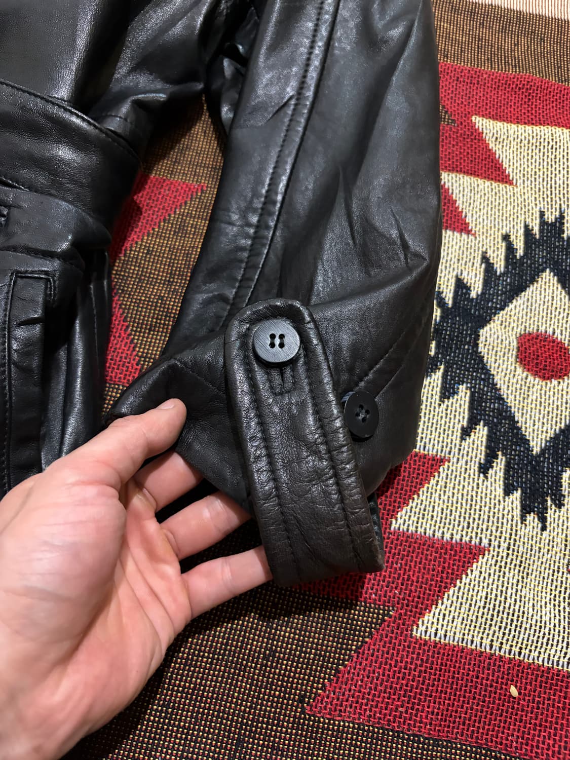 (100-105) 빈티지 카우하이드 벨티드 코트 상품이미지6