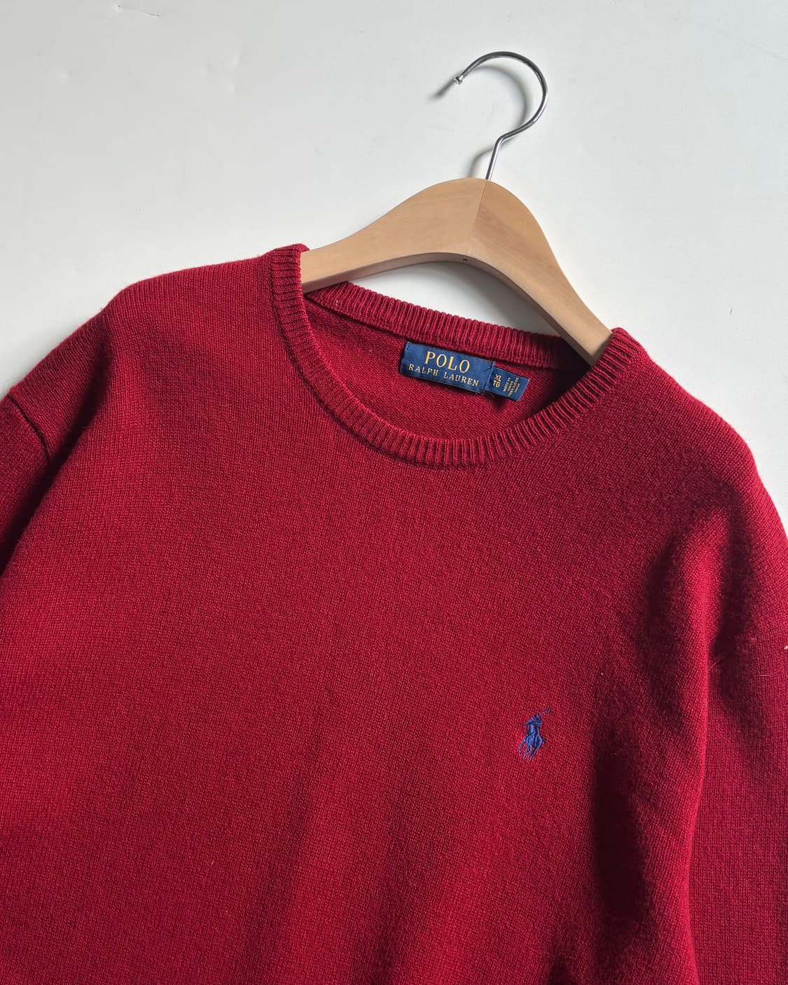 Polo 폴로 랄프로렌 신형 메리노울100 레드컬러 라운드넥 니트  상품이미지2