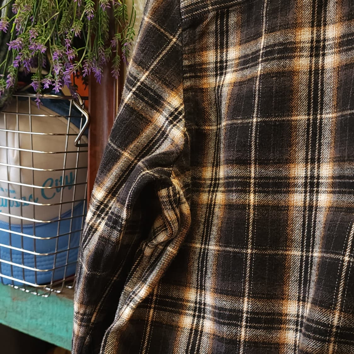 90s 아메리칸 빈티지 체크셔츠 헤비 플란넬 워크셔츠 블랙 L 상품이미지8