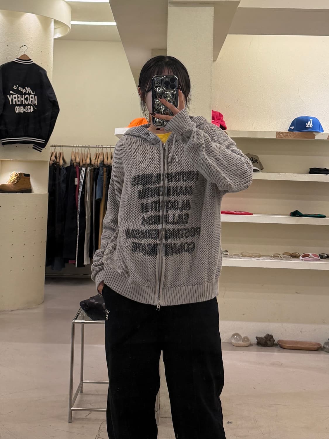 필루미네이트 니트 후드집업 그레이 U1431 상품이미지1