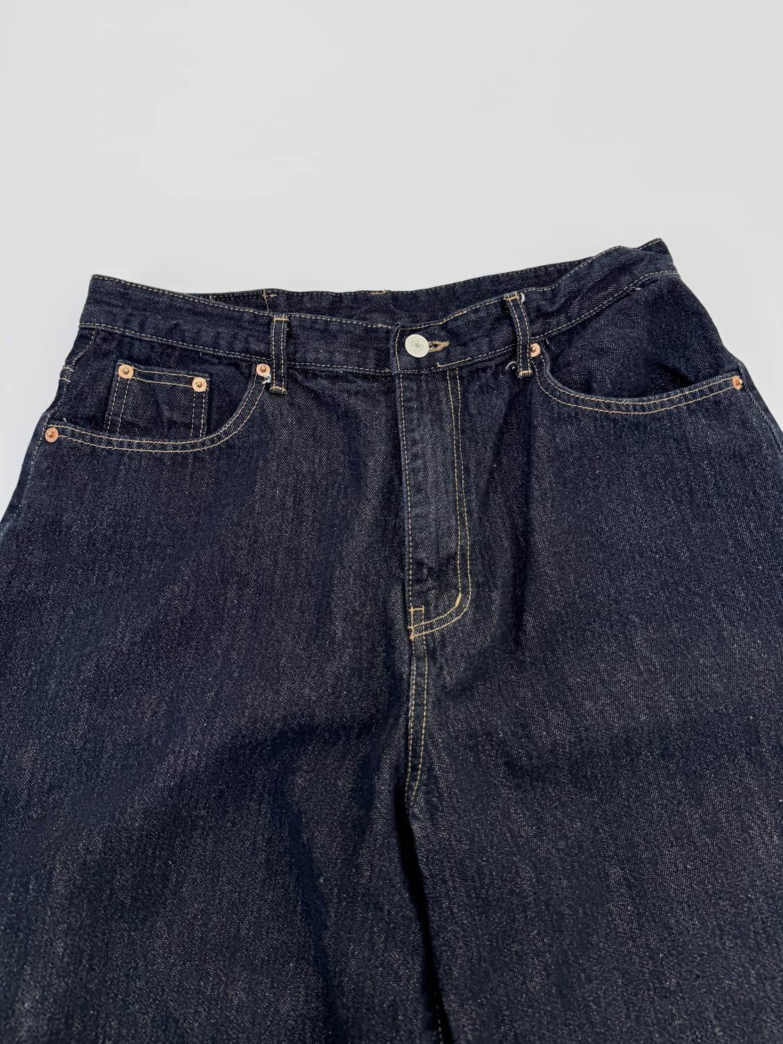 OHYEAH 생지 와이드 크롭 데님 팬츠  상품이미지2