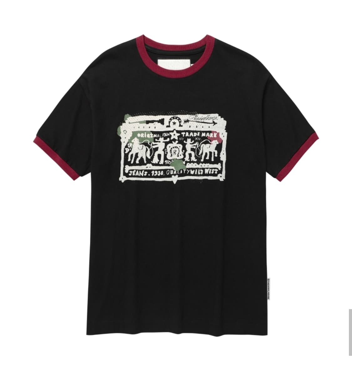 M) 더바이닐하우스 카우보이 픽토그램 링거 티셔츠 블랙 상품이미지1