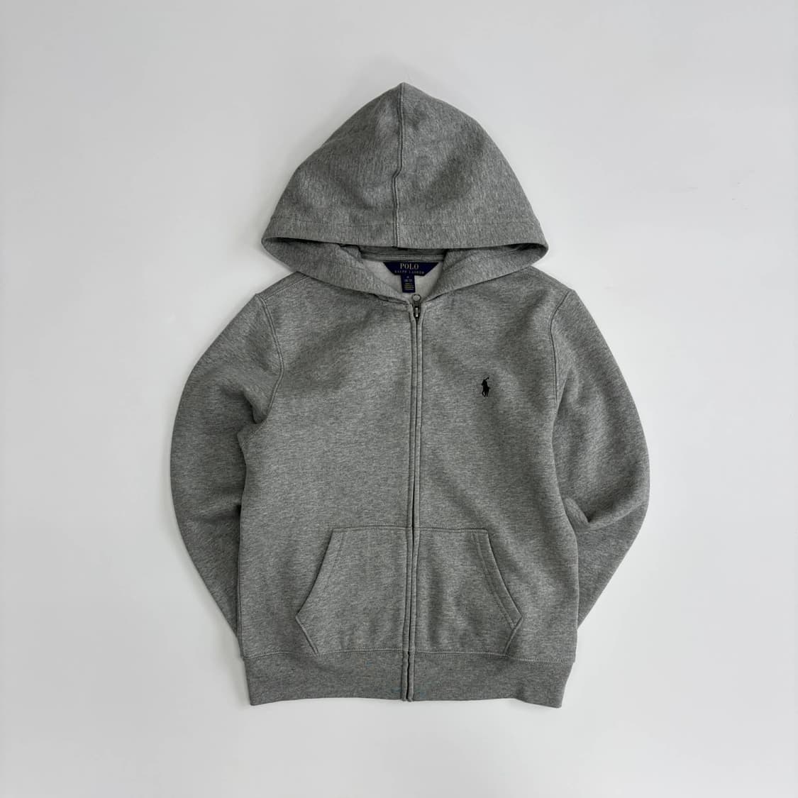 폴로 랄프로렌 신형 라벨 그레이 스웻 후드집업 희귀져지(M) 상품이미지2