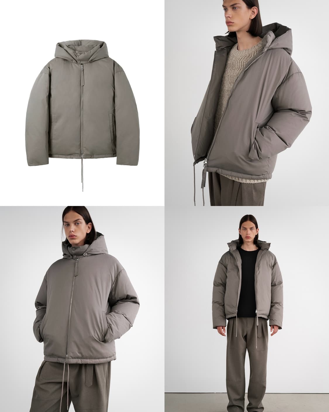 인사일런스 수피마 코튼 구스 다운 패딩 에쉬 베이지 후드 워크 점퍼 S 상품이미지2