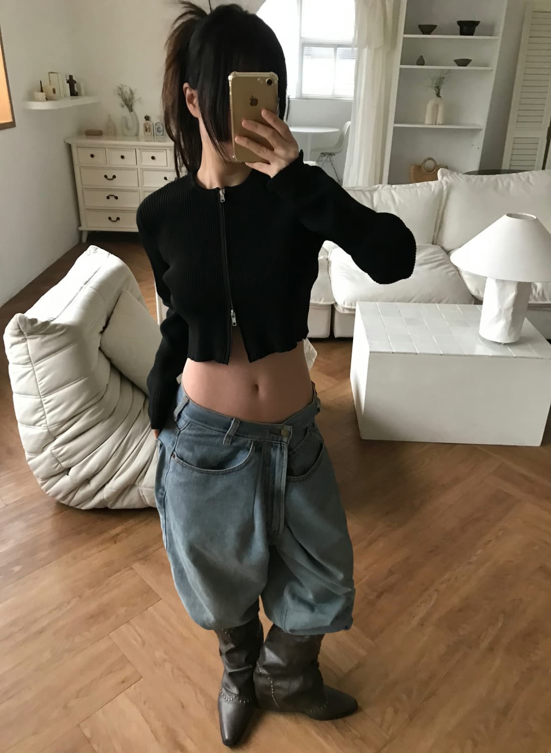 vintage black knit zip-up 상품이미지2