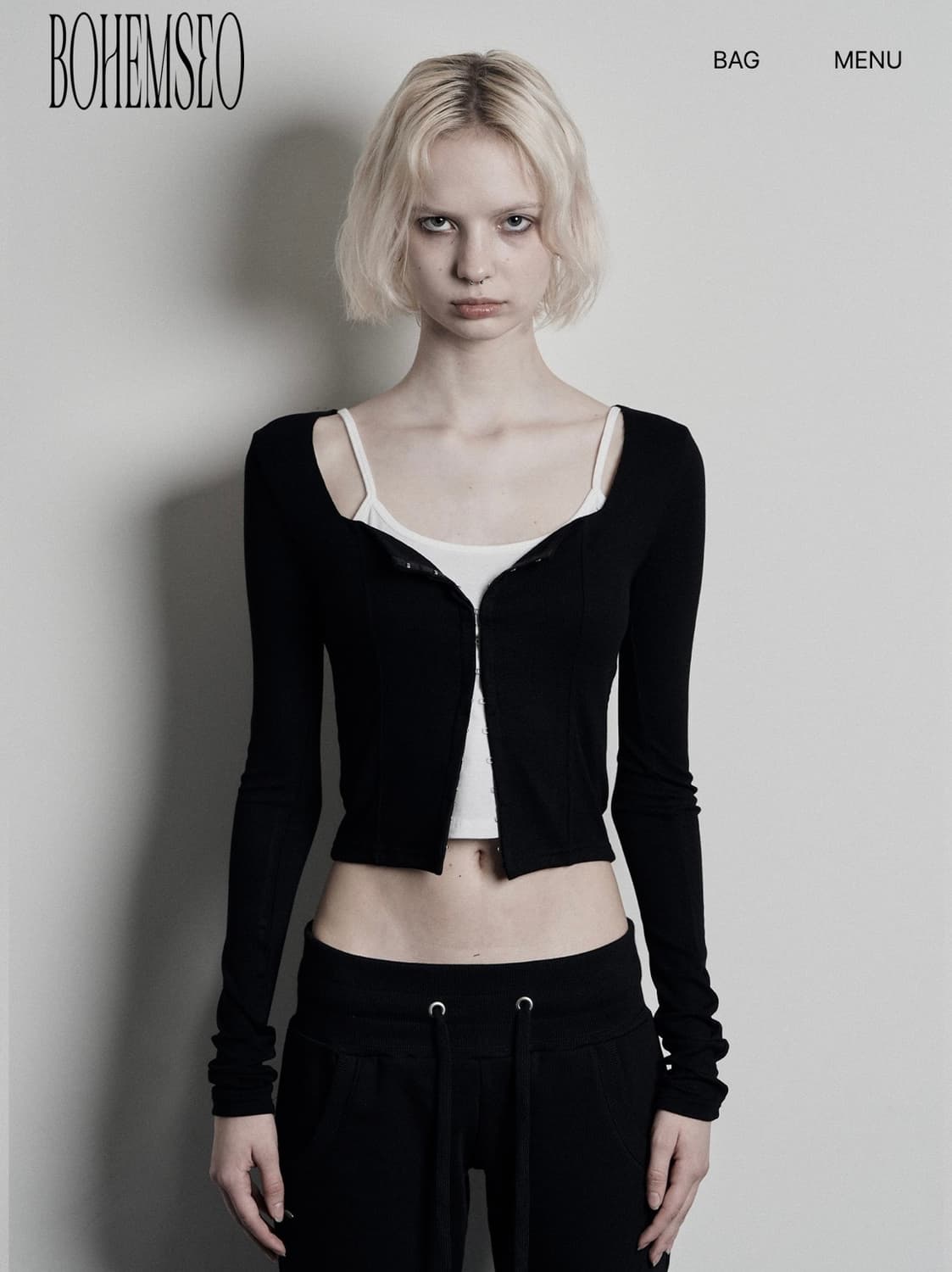 보헤미안 서울 스퀘어넥 후크 가디건 (블랙) 상품이미지1