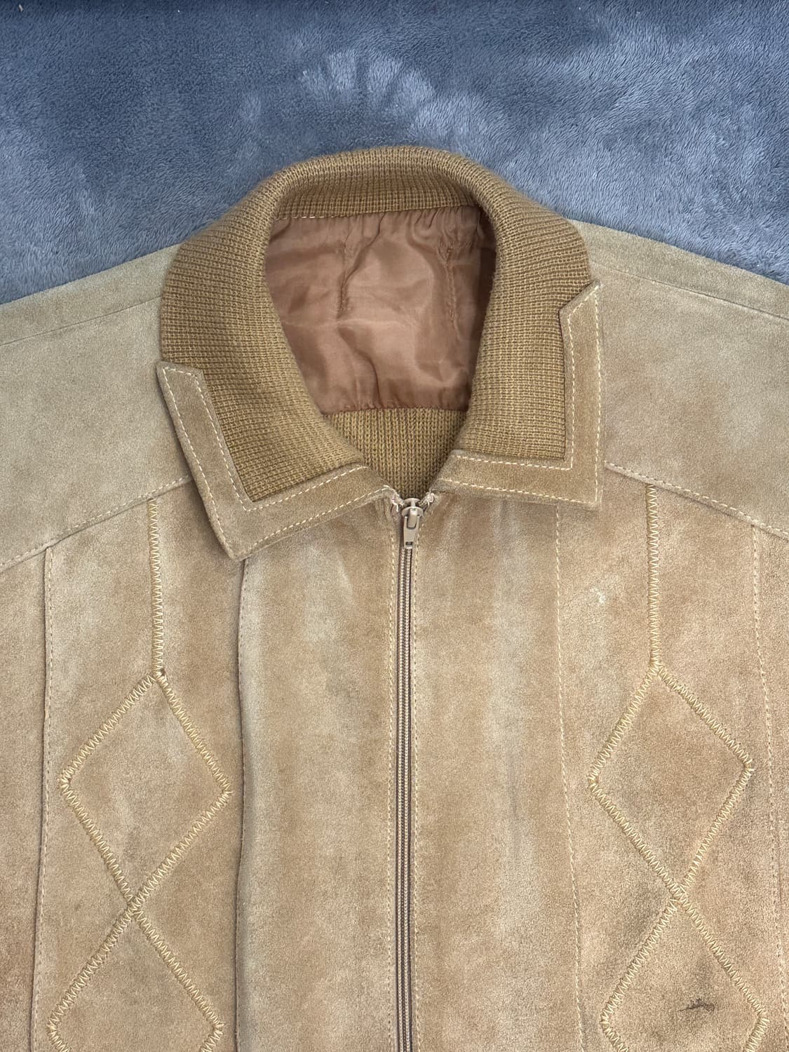 80s Unknown 니트 스웨이드 자켓 L 상품이미지3