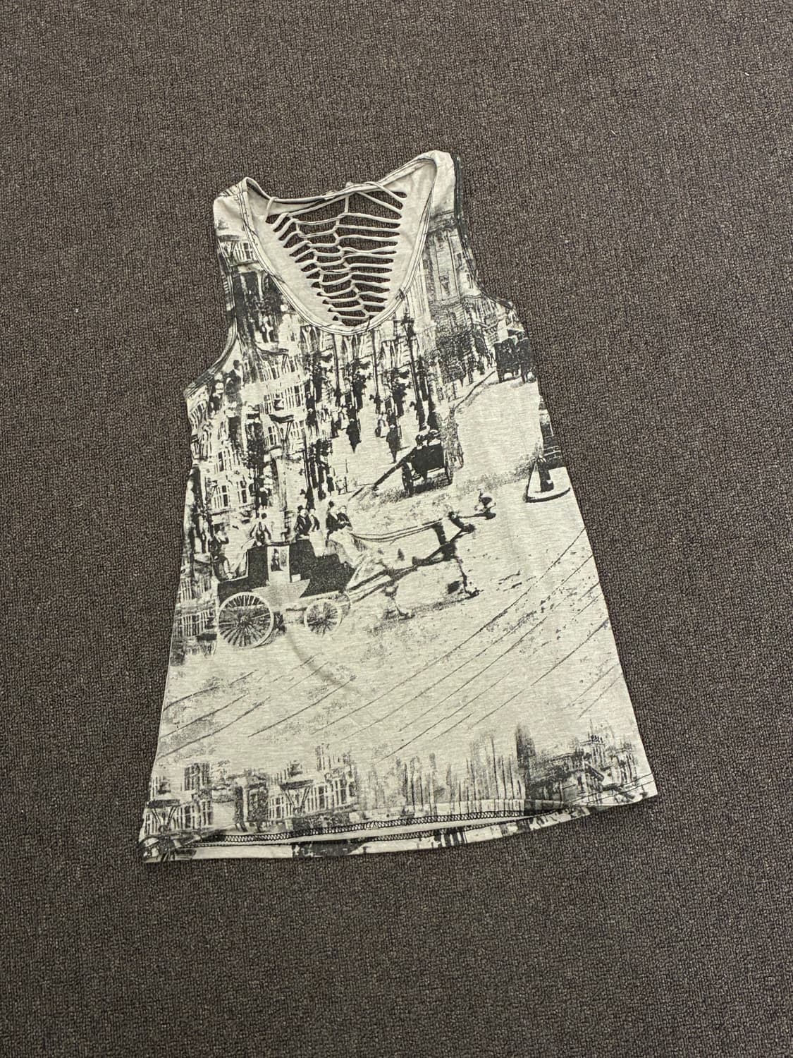 F)Japanese vintage 여성 레터링 슬리브리스 상품이미지3