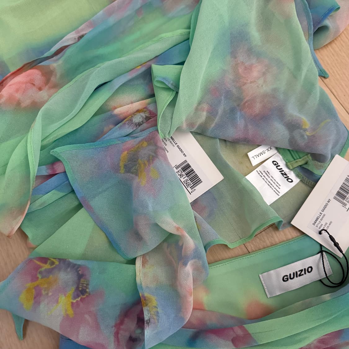 Guizio 쉬폰 랩 어라운드 셋업 xxs 탑 스커트 상품이미지6