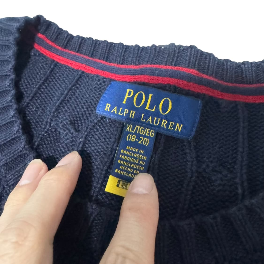 신형 QR라벨 폴로 랄프로렌 네이비 꽈배기 니트 상품이미지3