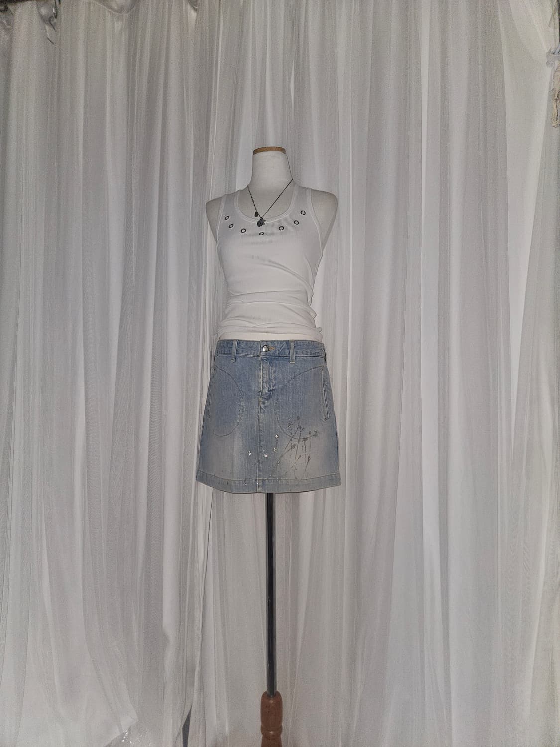 y2k vintage 2000s 실버 스타더스트 페어리 미니스커트 상품이미지3