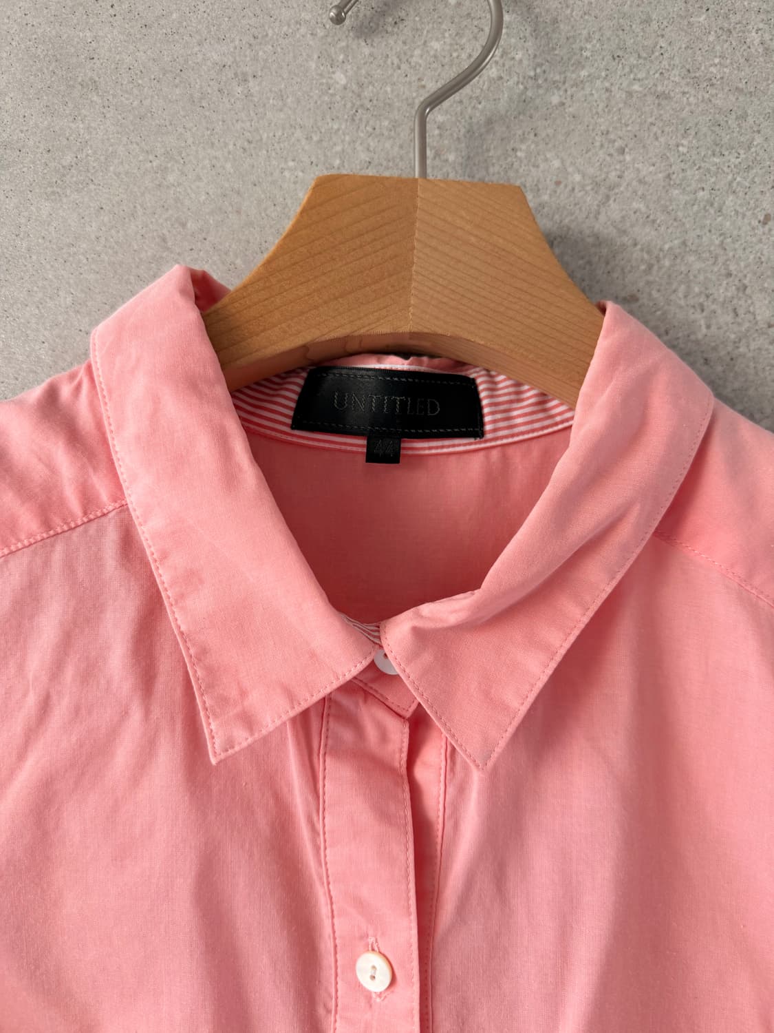 Untitled 여성 핑크 셔츠 작은 카라 8부소매 롤업 가능 상품이미지3
