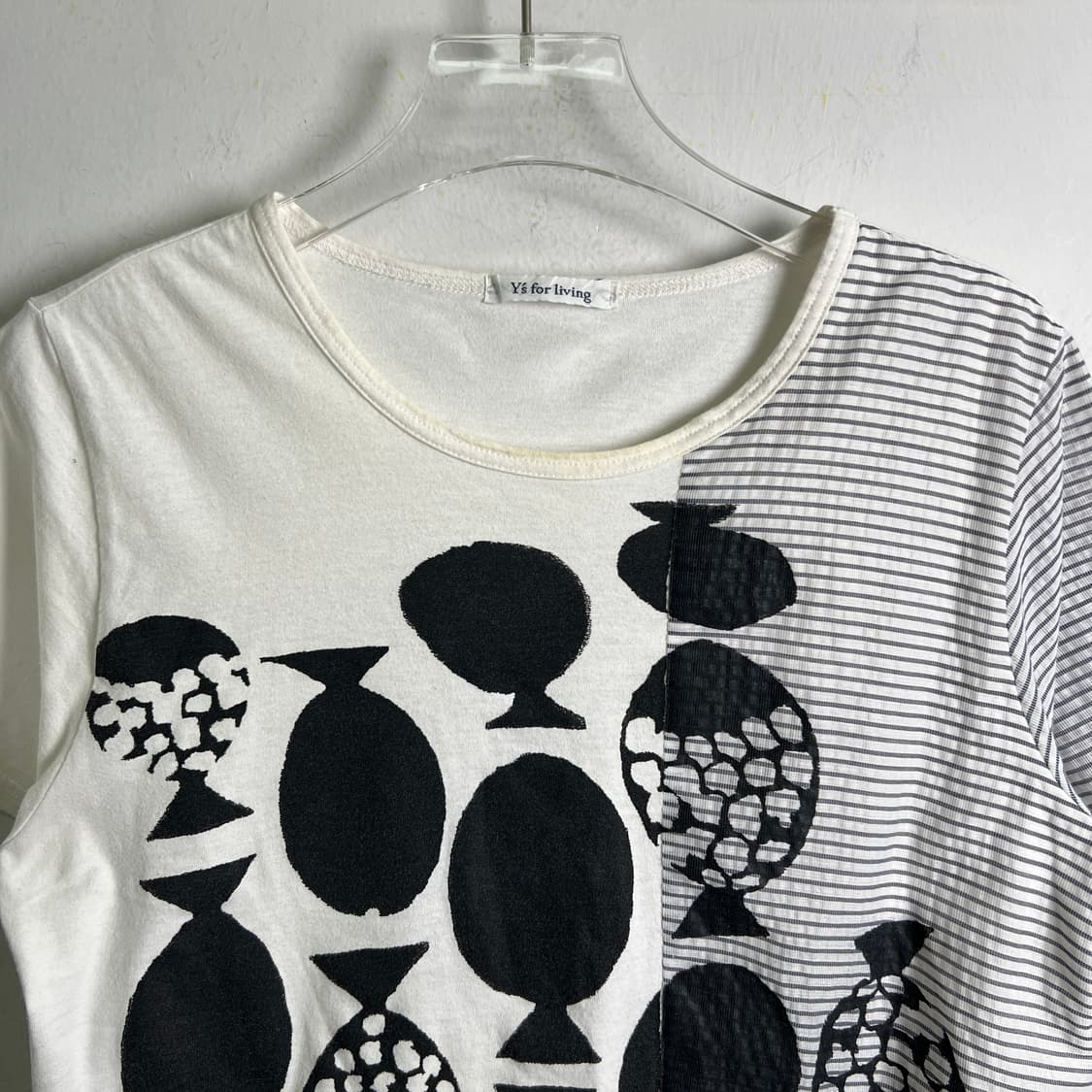 요지 야마모토 Y's for living 비대칭 패치워크 반팔 티셔츠 상품이미지5