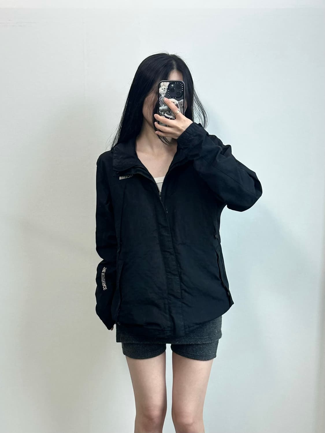 노스페이스 자수로고 블랙 윈드 바람막이 자켓 상품이미지1