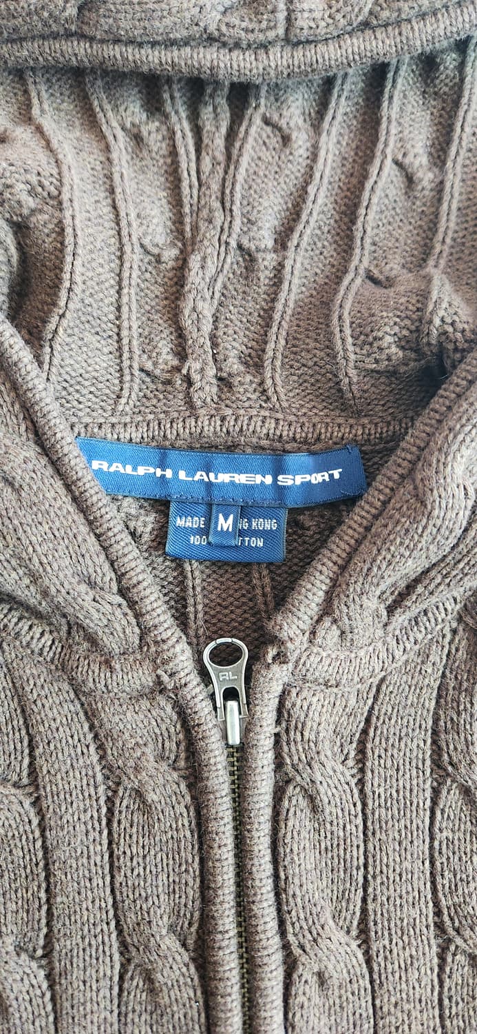 폴로 브라운 꽈배기 니트 후드집업 상품이미지3