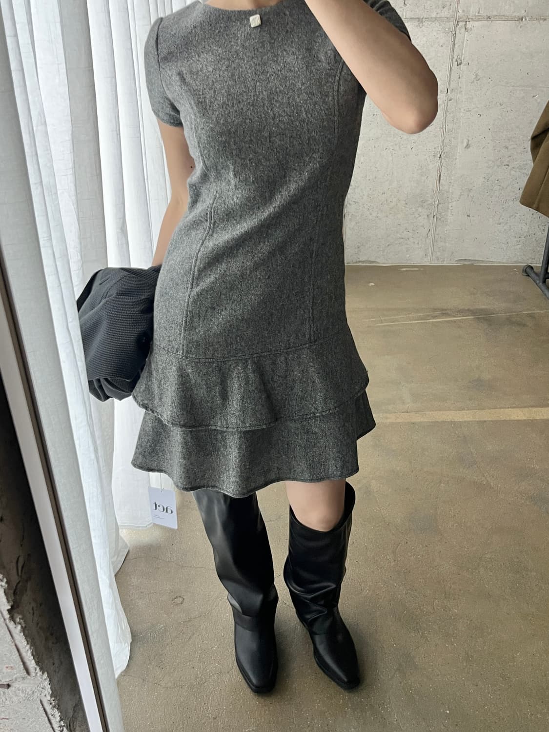 00s Courreges 꾸레쥬 프릴 원피스 그레이 상품이미지4
