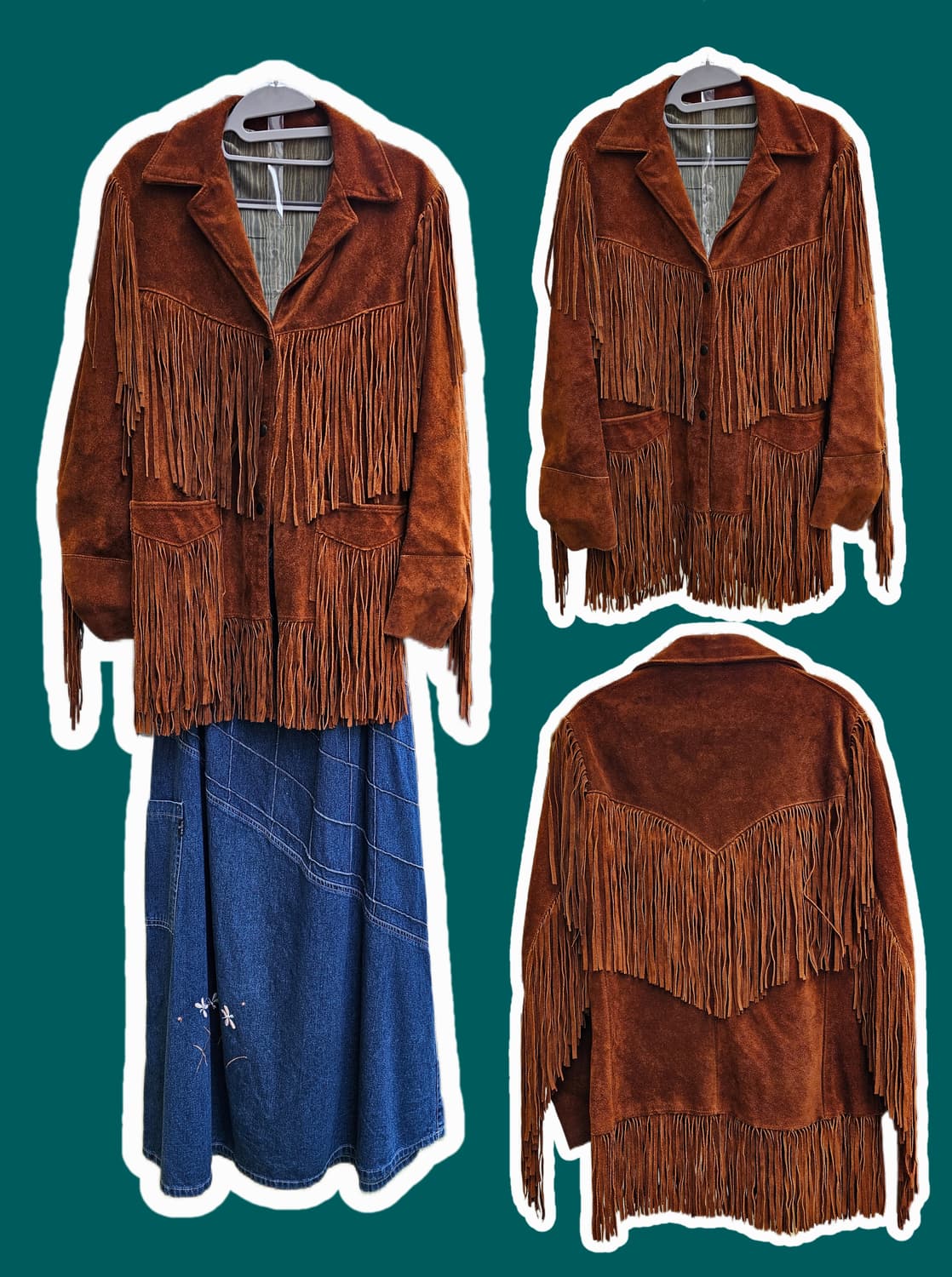 Goo-kay 오렌지브라운 프린지 레더 자켓 상품이미지1