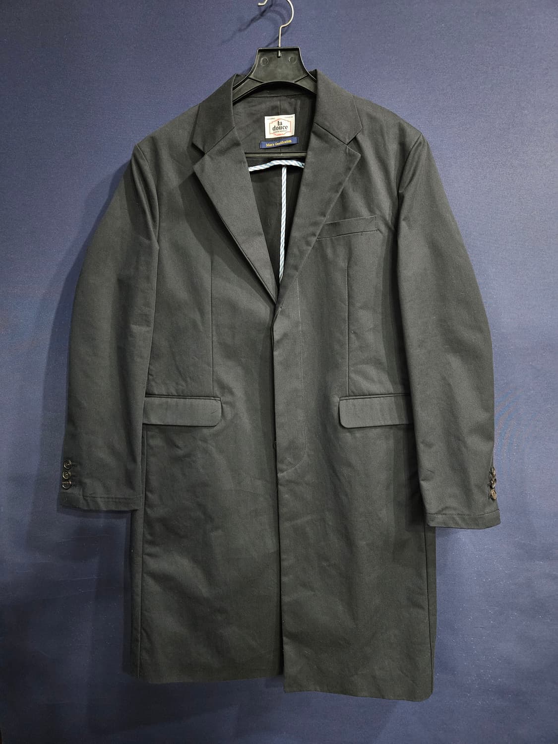 la douce 블랙차콜 남성 슬림핏 100 롱코트 상품이미지1