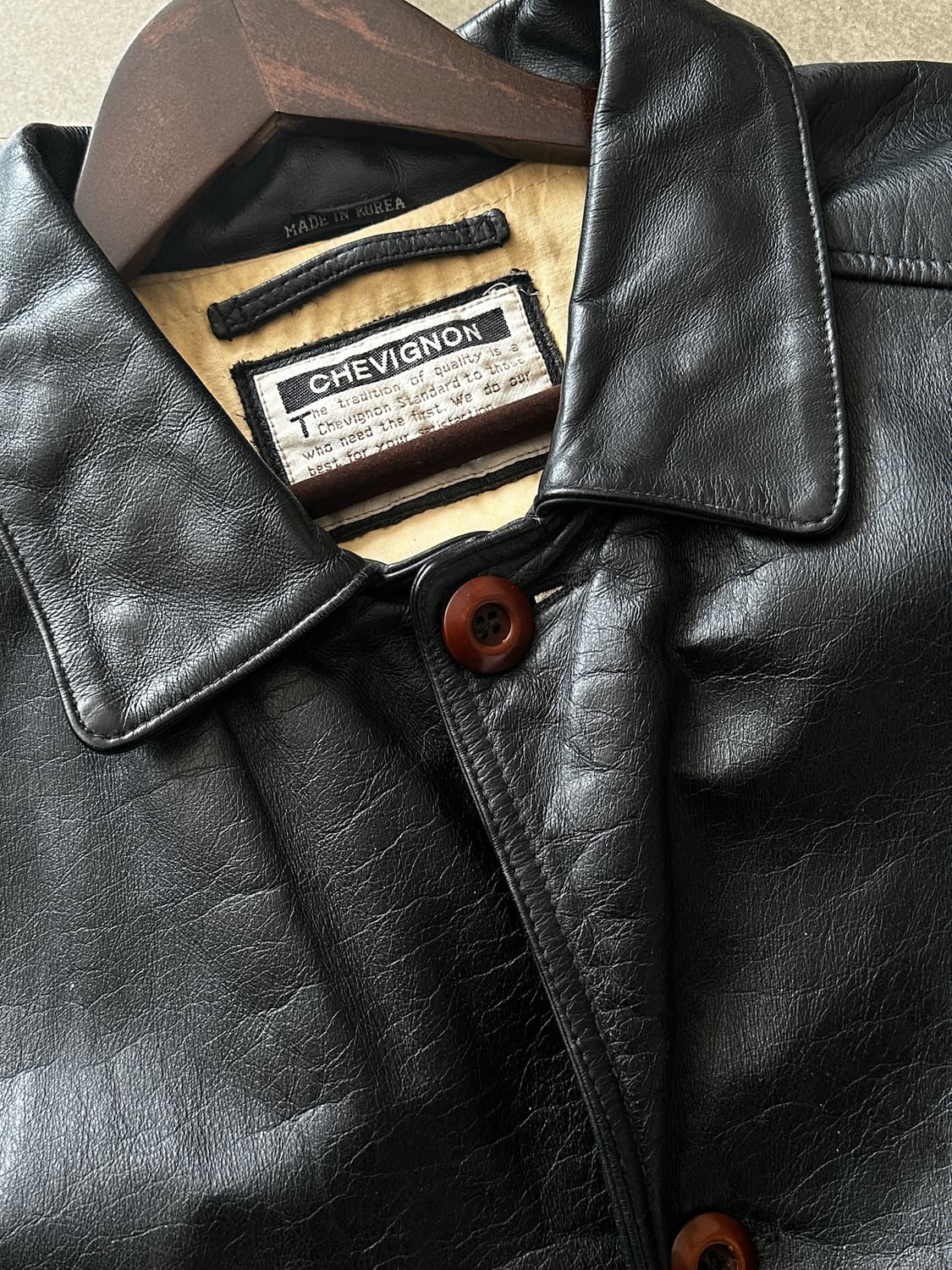 쉐비뇽 소가죽 레더 카코트 상품이미지2