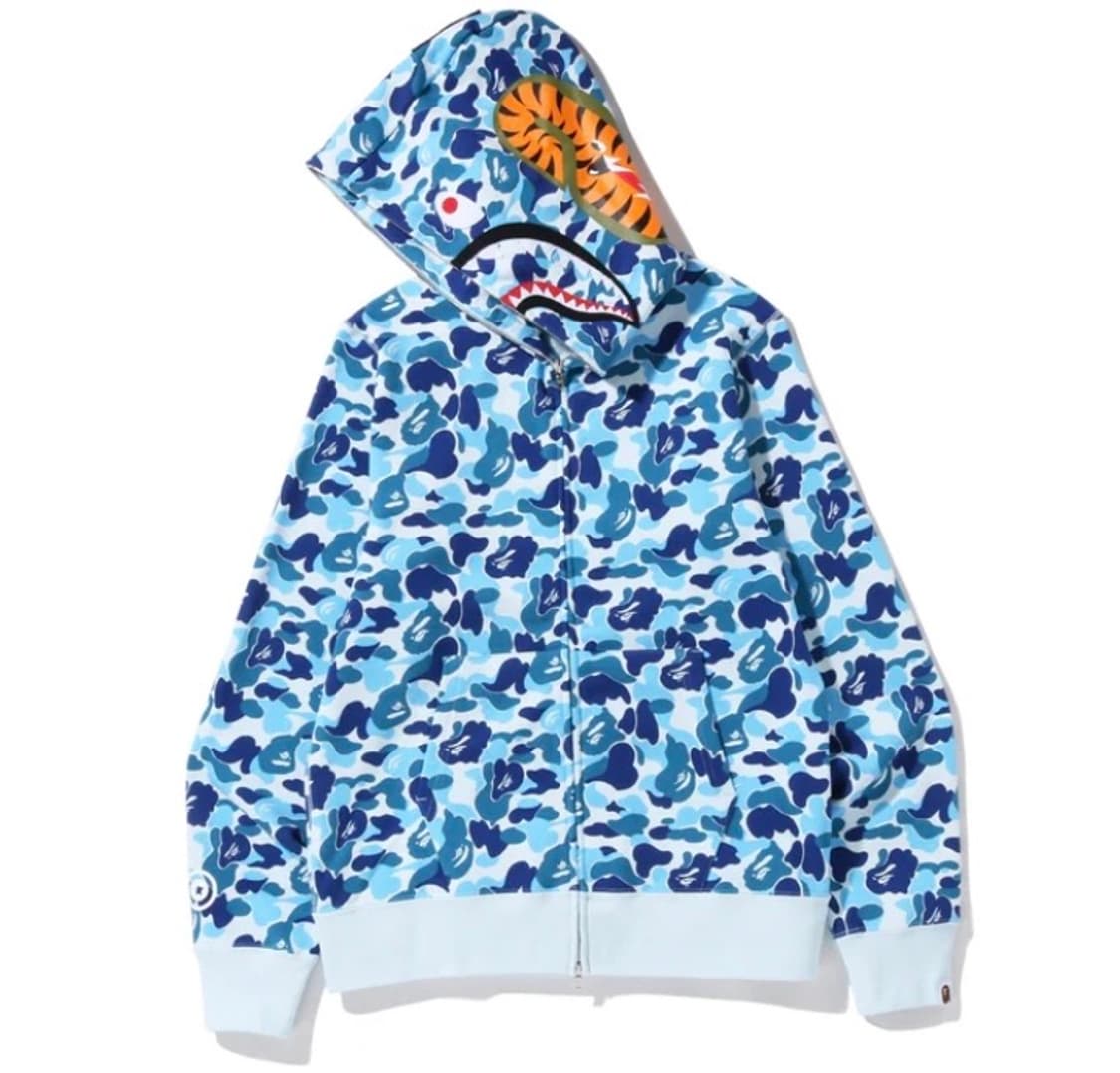 Bape ABC 블루 샤크 카모 풀 집업 후드 L사이즈 상품이미지2