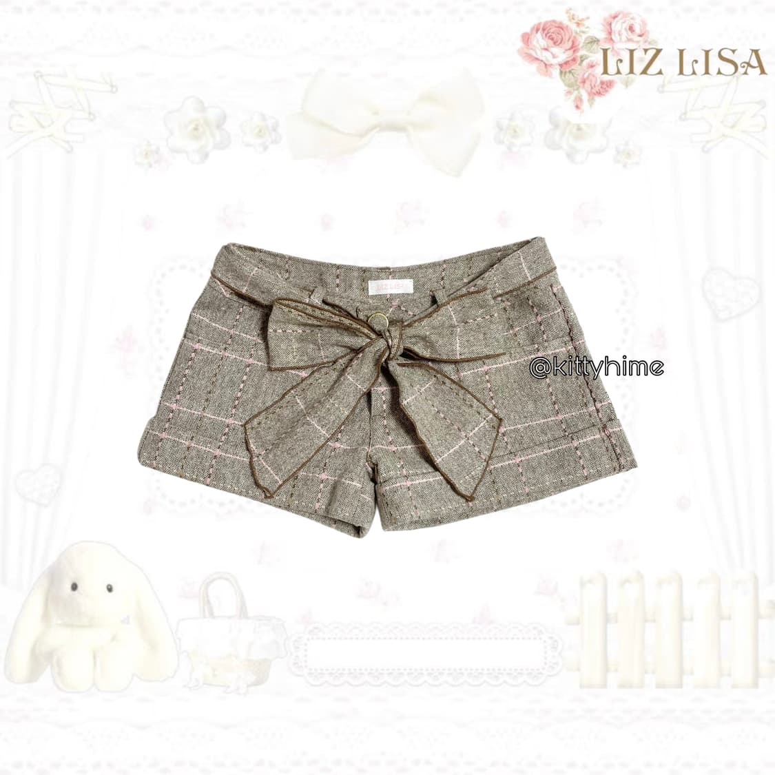Liz lisa 리즈리사 리본 체크 반바지 라떼갸루 히메카지 리즈리사팬츠 상품이미지1