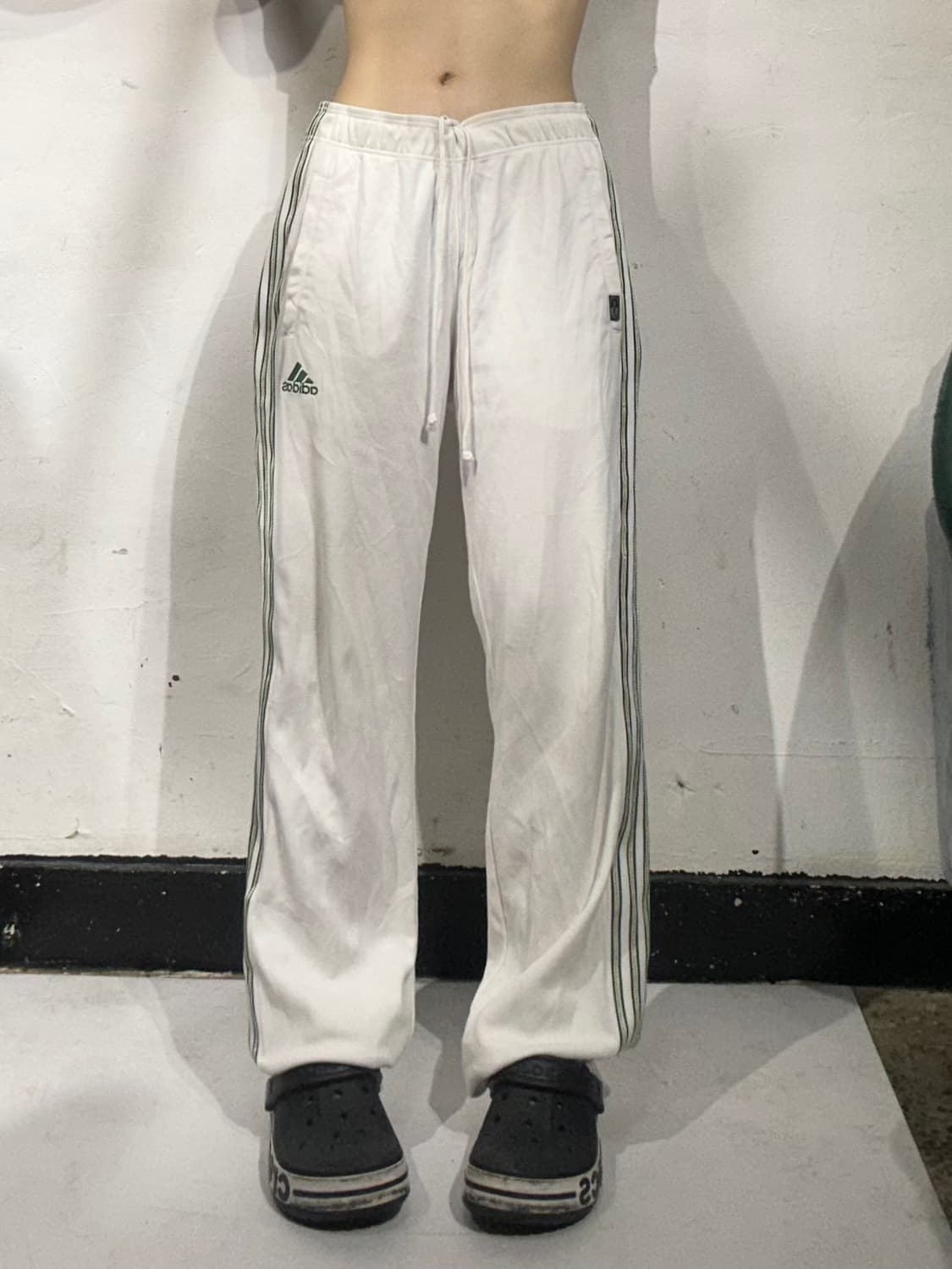 아디다스 대장급 화이트 그린 삼선 와이드 트레이닝 팬츠 M 상품이미지2
