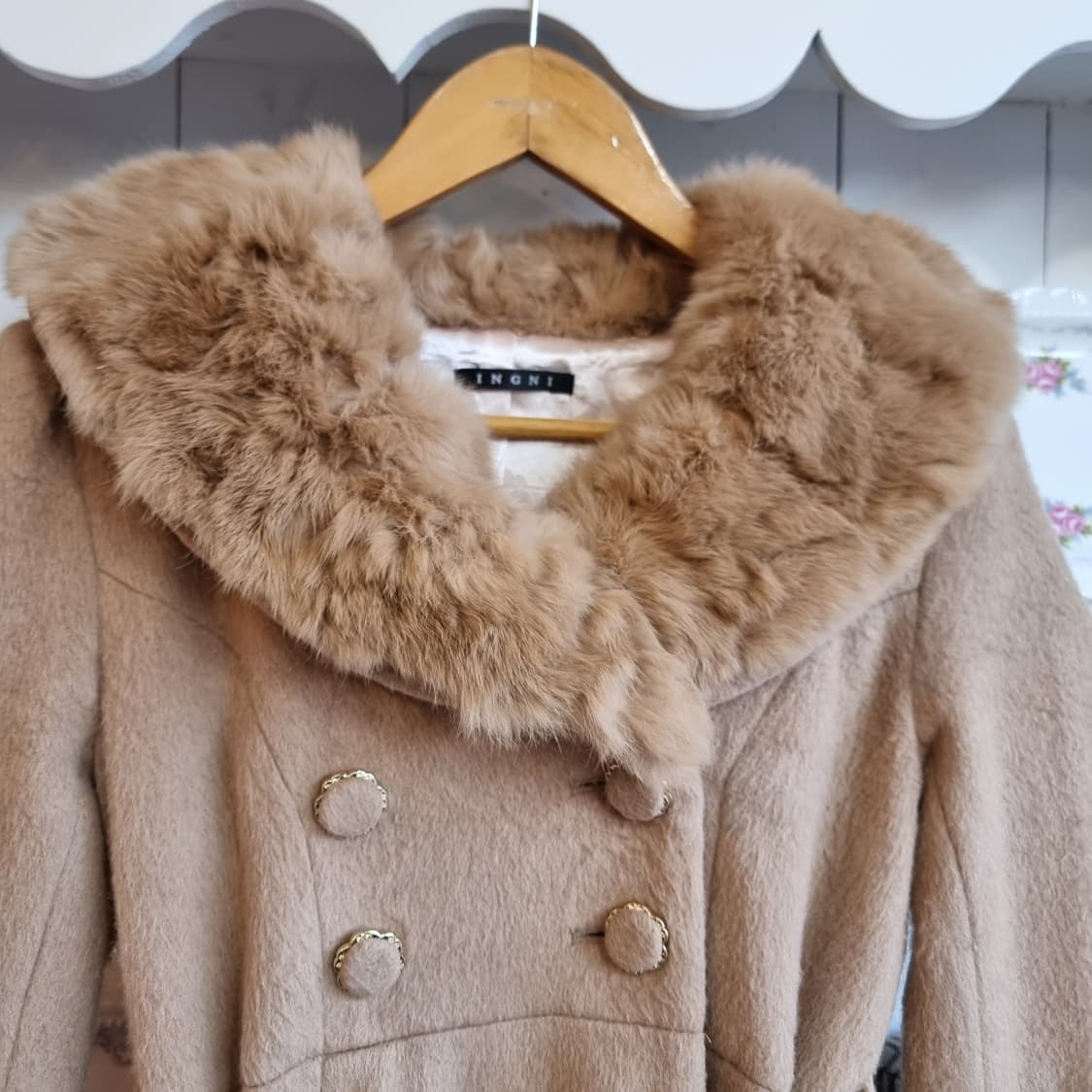 INGNI(잉그니) 카라 퍼 탈부착 울혼방 코트 상품이미지3