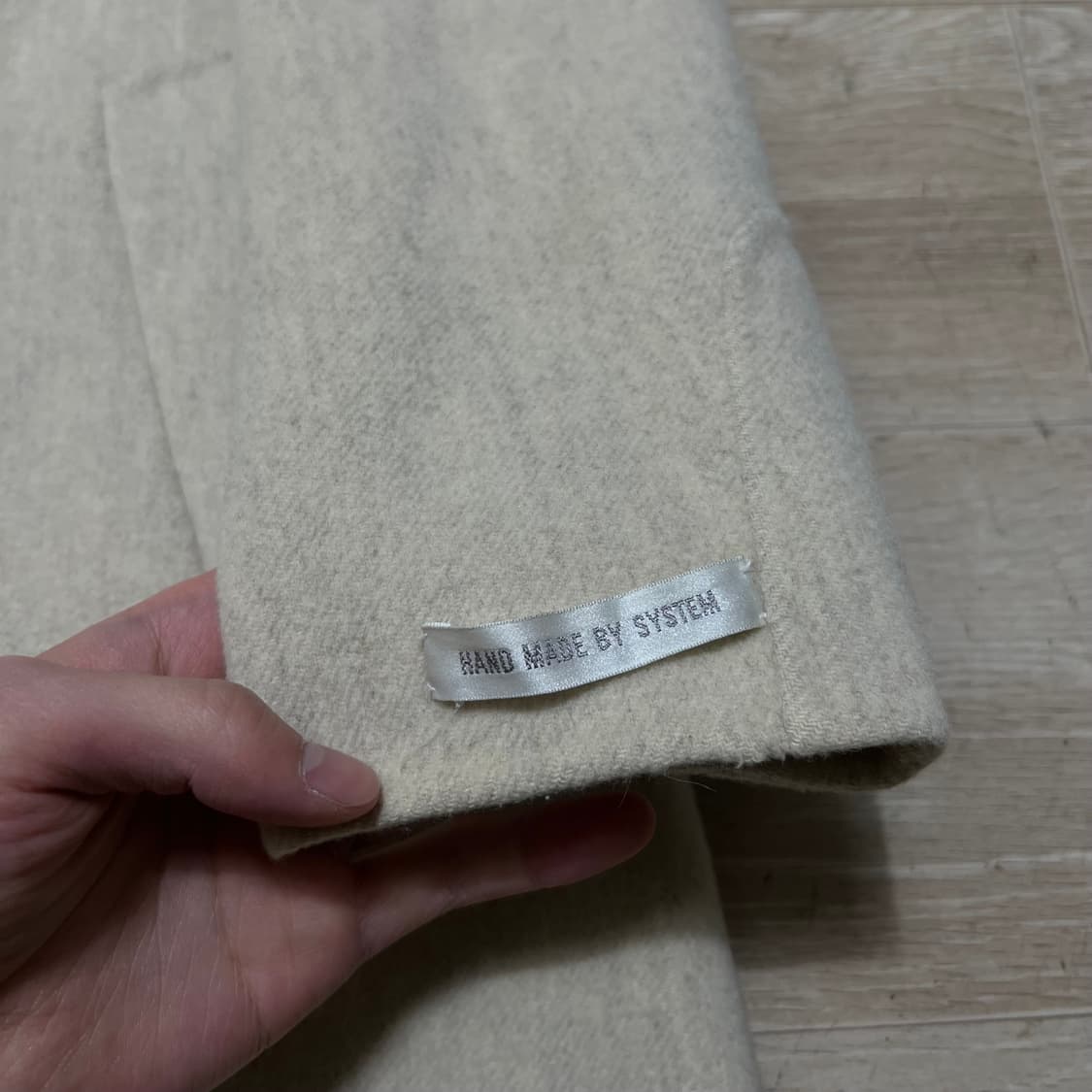 한섬 시스템 여성 핸드메이드 모직 싱글코트 [크림] 82-94-160 상품이미지4