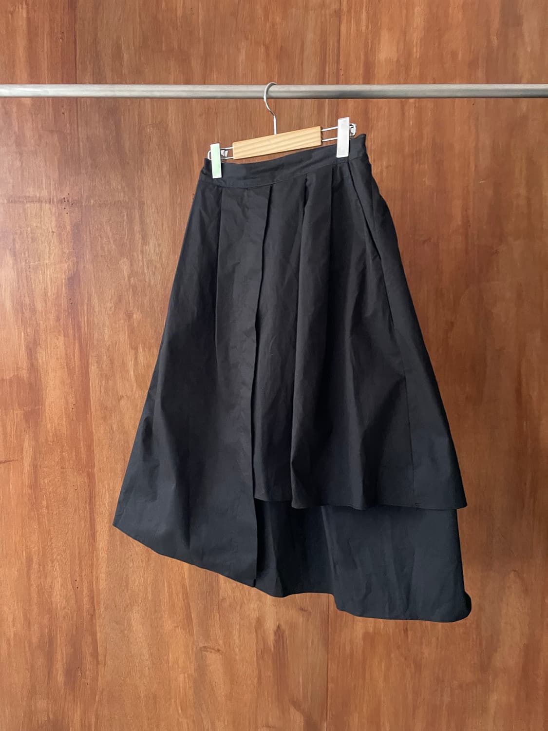 Black pintuck banding flare skirt 상품이미지2