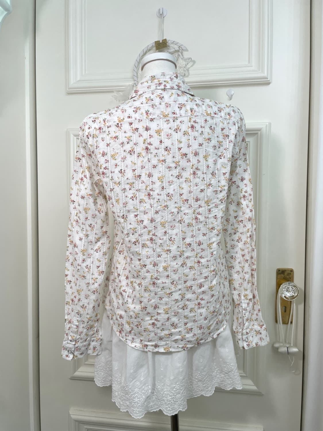 pink flower garden cotton ruffle shirt 상품이미지3