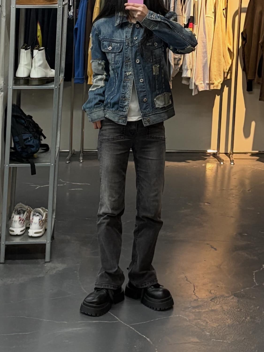 더랩 패치워크 데미지 데님 자켓 A2864 상품이미지1