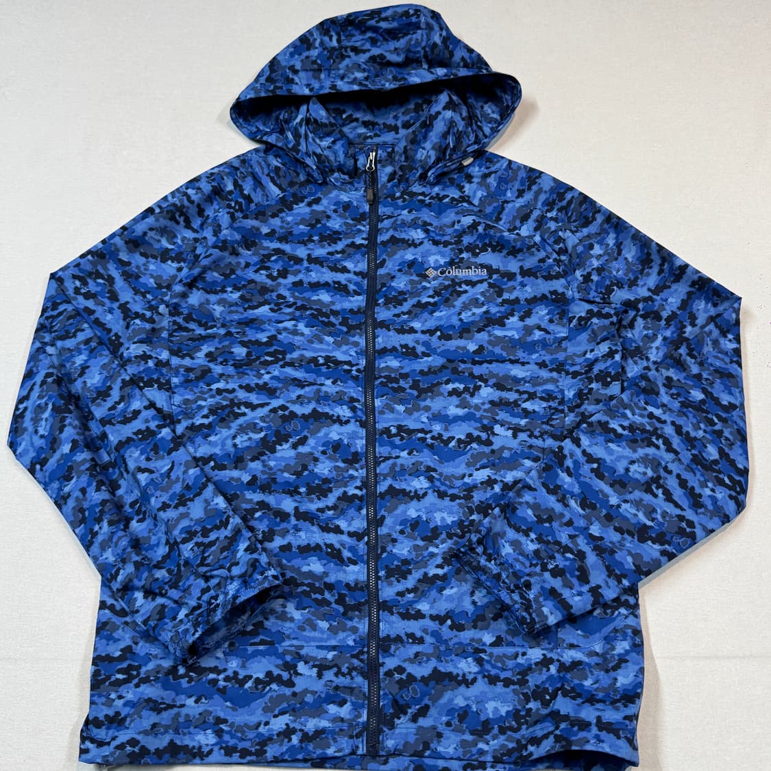 L) 컬럼비아 블루 카모 후드 얇은 바람막이 상품이미지2