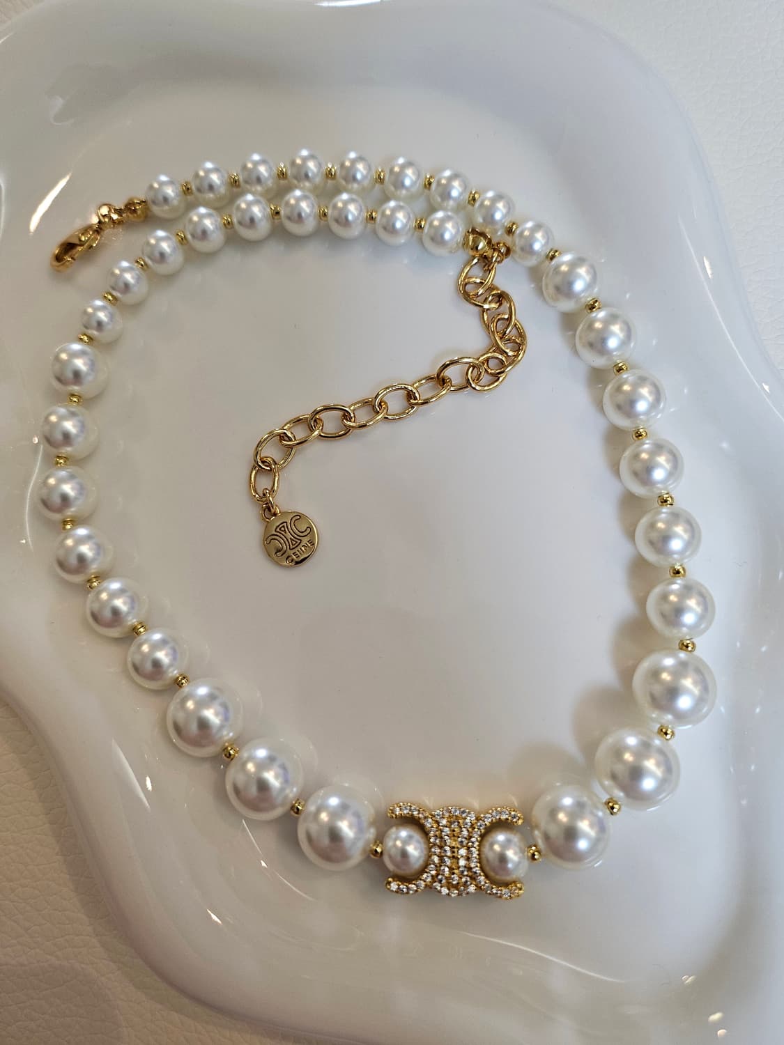 셀린느 양면 트리옹프 스왈진주 초커 목걸이 업사이클링 상품이미지5